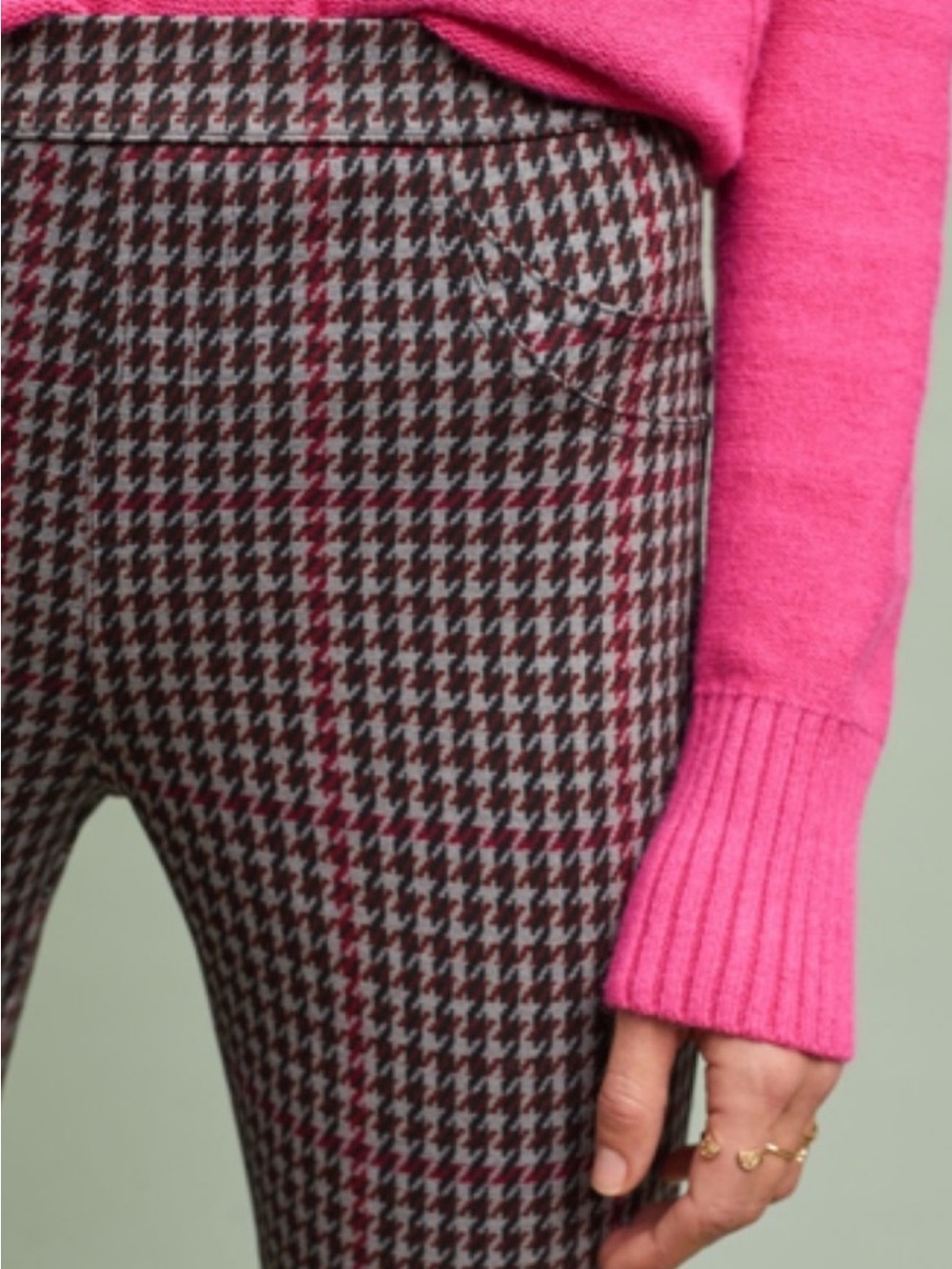 Sanctuary by Anthropologie Ponte Houndstooth Legging - Black/Grey/Berry, Size M